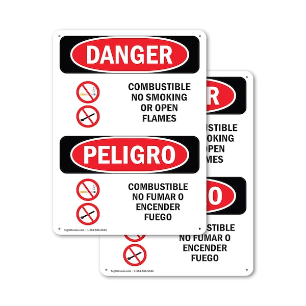 Signmission 12 in Width, Aluminum, Rectangle, Bilingual OS-2PACK-DS-A-1218-VS-1073 - main
